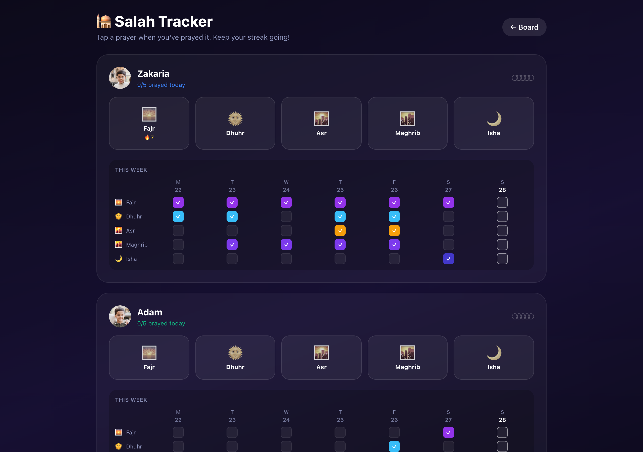 Salah tracker on tablet